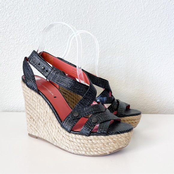 Via Spiga  Karla Black Espadrille Platform Wedges Size 8 - Picture 5 of 11